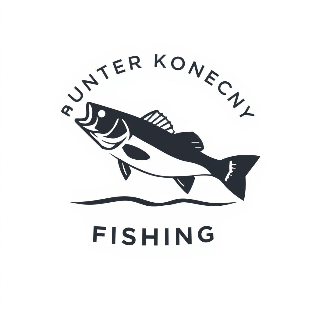 Design a sleek, modern, and minimalist logo for a YouTube and social media channel called "Hunter Konecny Fishing" (abbreviated as HKF) focused on bass fishing in Arizona