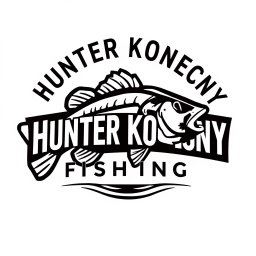 Design a sleek, modern, and minimalist logo for a YouTube and social media channel called "Hunter Konecny Fishing" (abbreviated as HKF) focused on bass fishing in Arizona