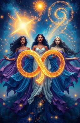 An artistic rendition of the concept of "Women and Infinity" inspired by the title written by May DöX Rai