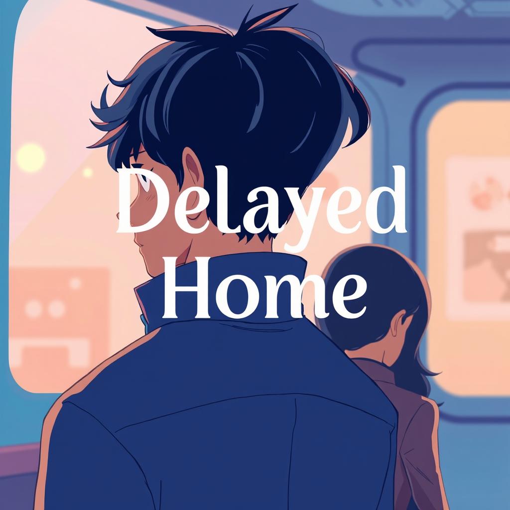 An illustration for a poster featuring a scene of a man gazing at a woman from behind, both depicted in a vibrant and captivating animation style