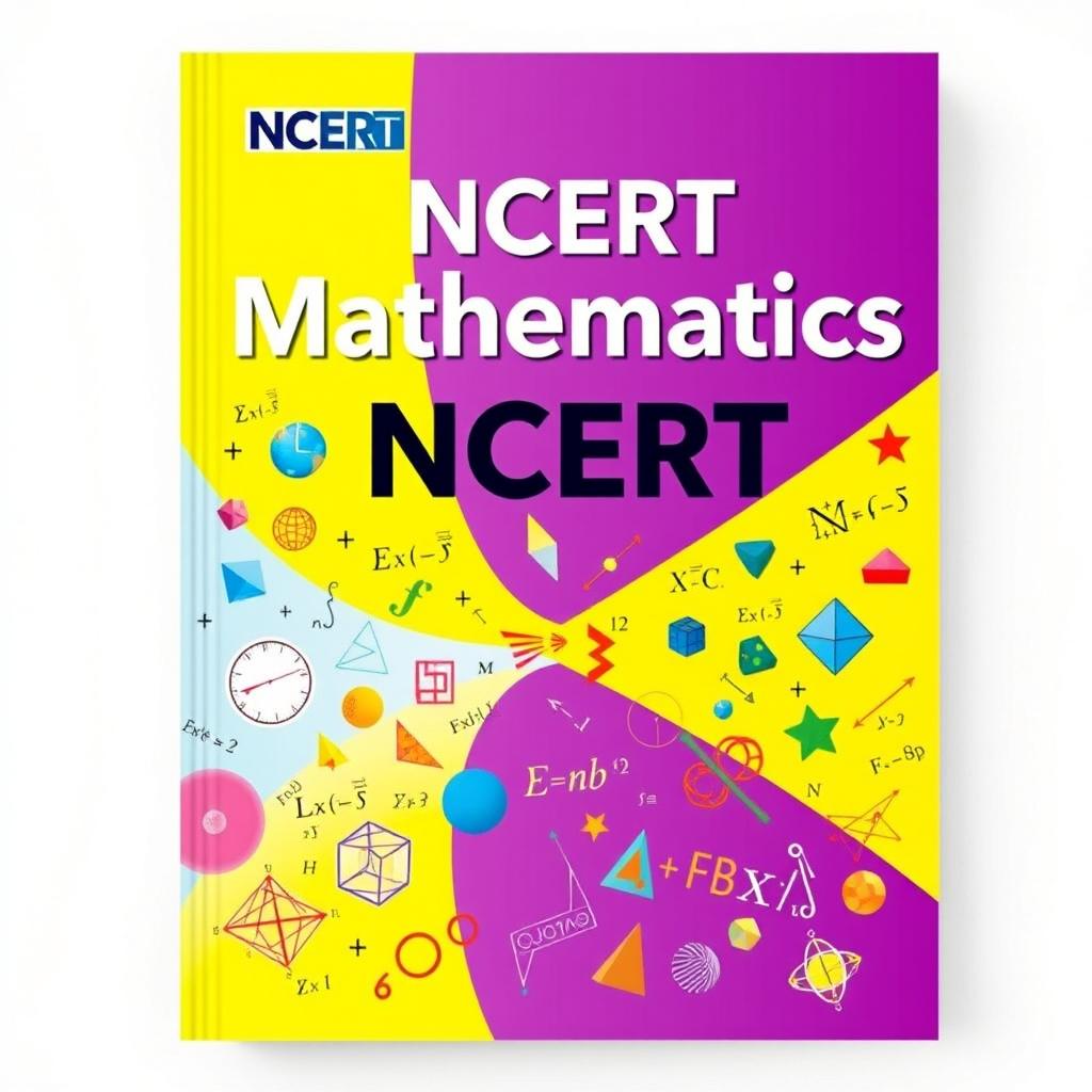 A visually captivating cover of an NCERT Mathematics textbook that features an array of creative and artistic representations of mathematical formulas and concepts