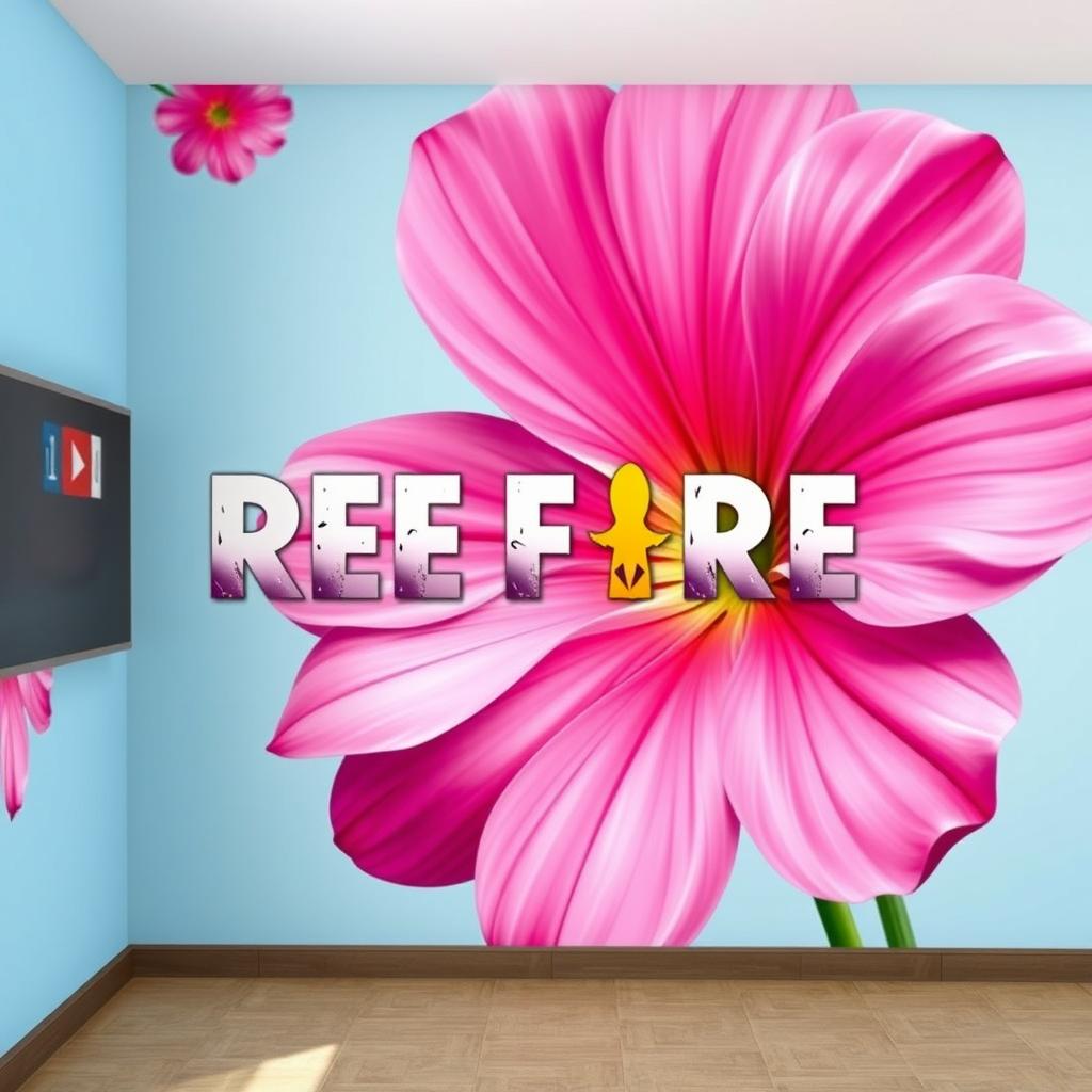 A beautiful wall inspired by the Free Fire game, featuring a light sky blue color