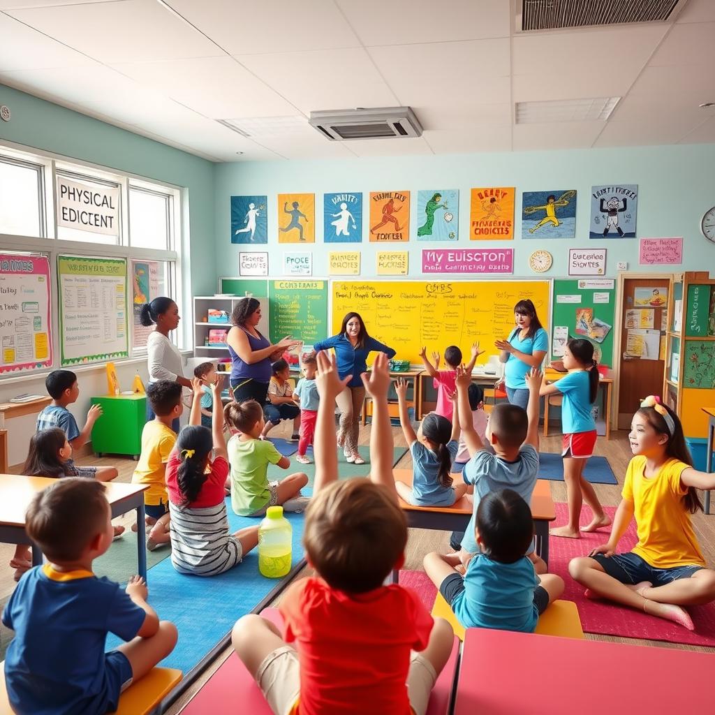 Vibrant Classroom Scene: Celebrating Physical Education and Inclusivity