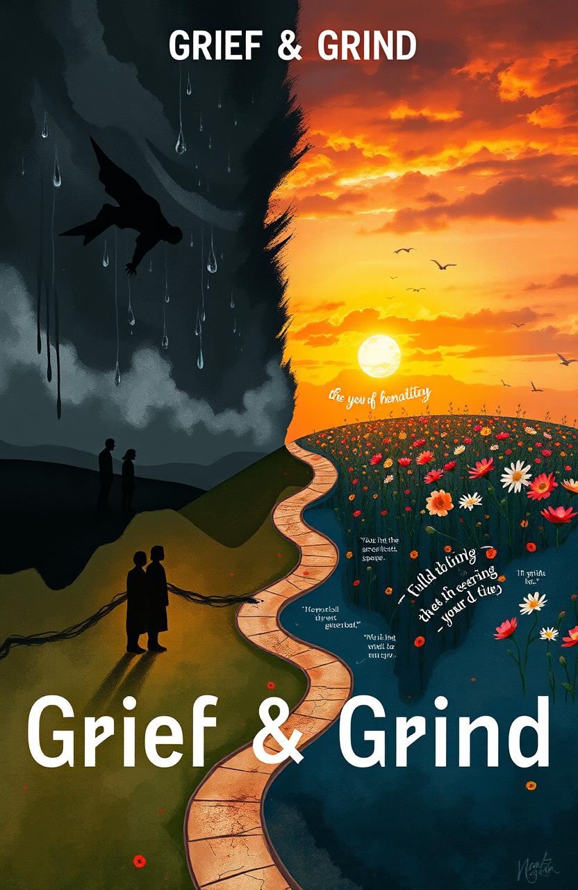 A conceptual visualization representing the theme 'Grief & Grind: Navigating Ambition, Loss & Purpose'