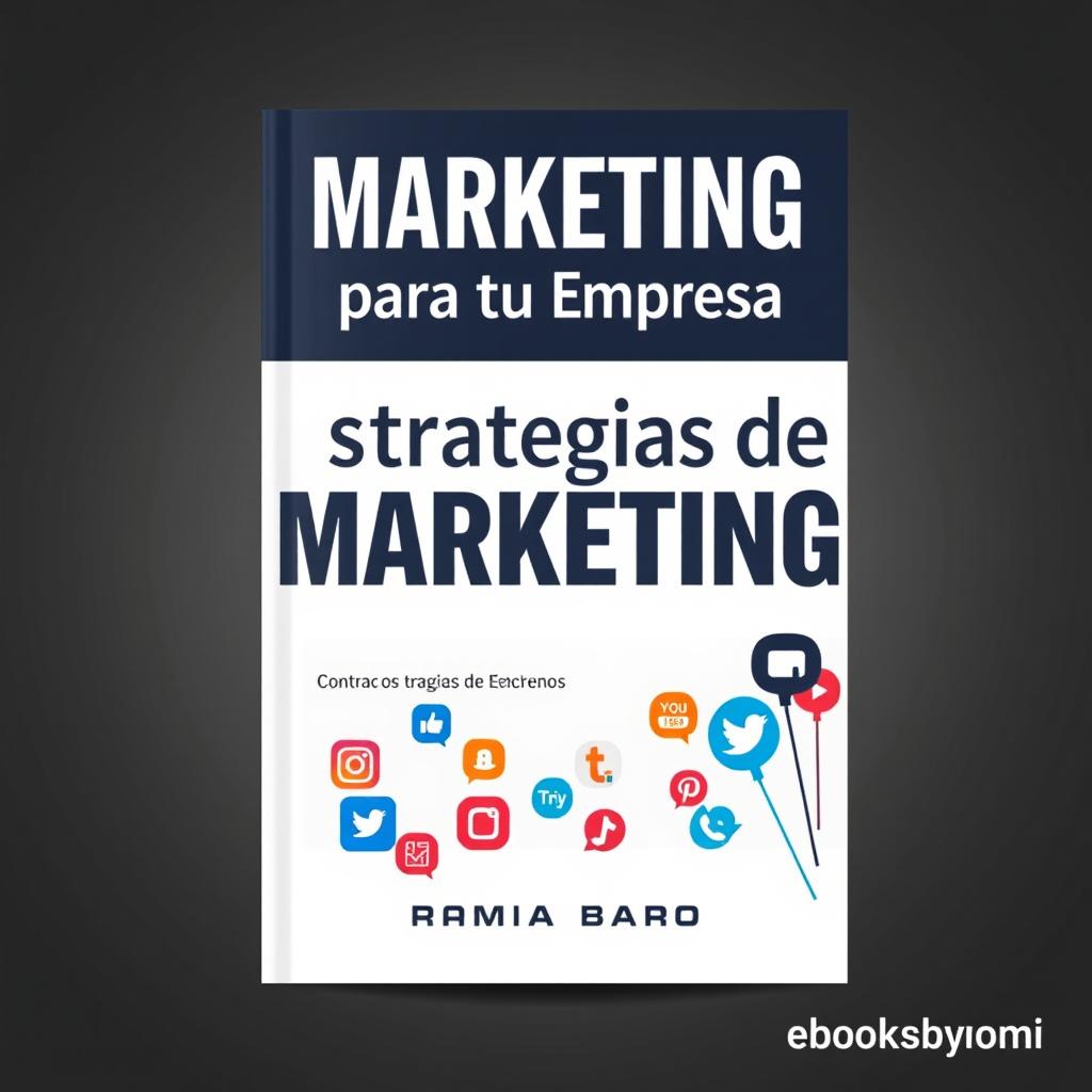 An attractive ebook cover design featuring the title "Estrategias de Marketing para tu Empresa" prominently displayed in Spanish, with the author's name, "Romina Barone", highlighted in an elegant and modern typeface