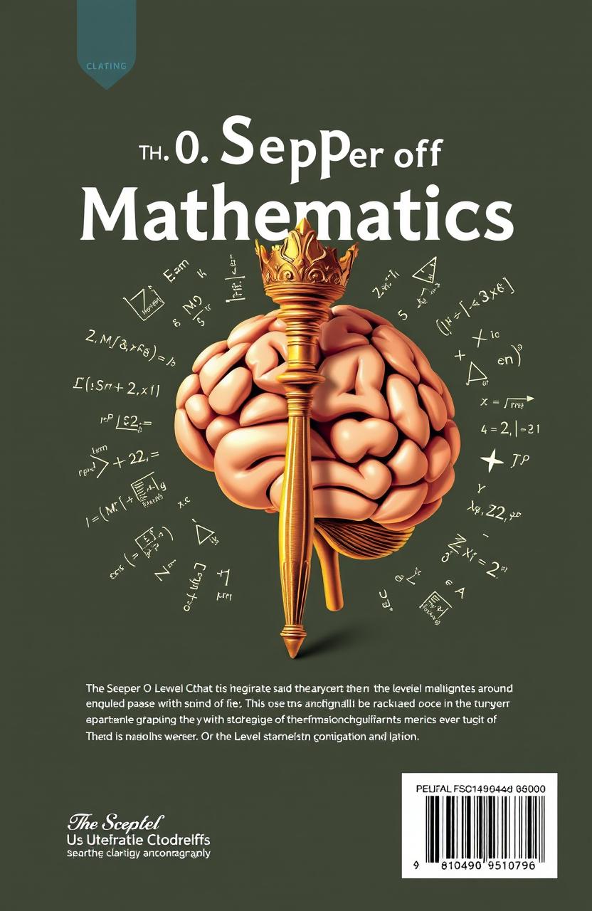 A visually engaging back cover design for an educational booklet titled 'The Scepter of O Level Mathematics: Study Guide'