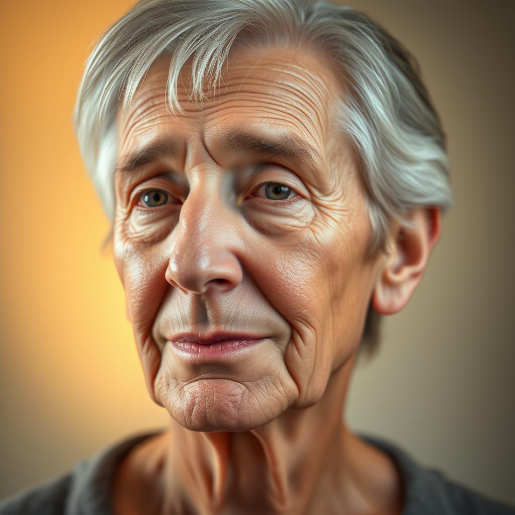 An aged portrait of a person, showing a face that is 10 years older, with realistic features