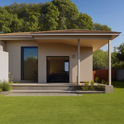 A cozy, single-floor house with three bedrooms, one kitchen, and a TV room. The house does not feature a garage and bathroom.