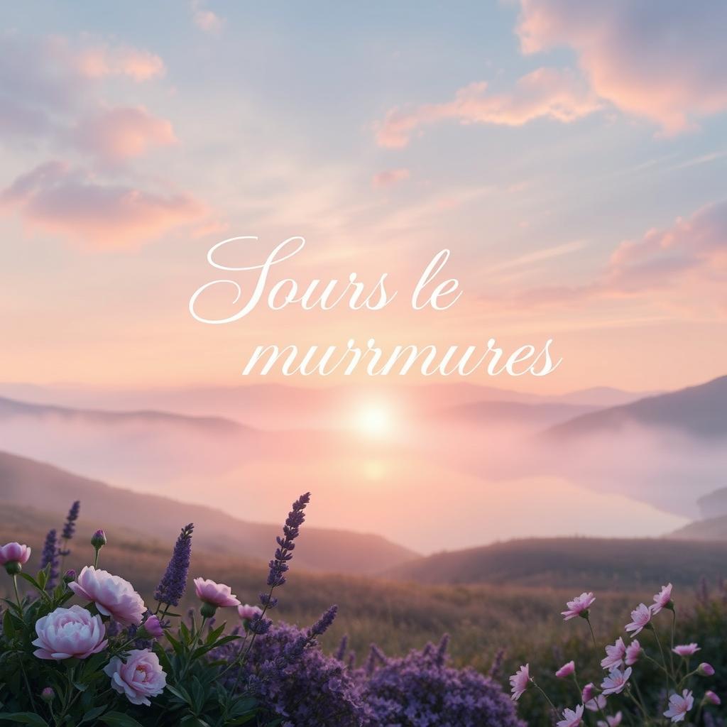 A beautiful book cover design for a romance novel titled 'Sous les murmures'