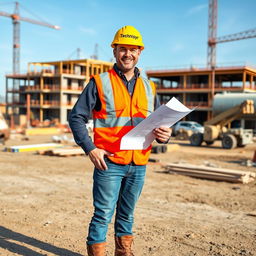A construction worker in a bright yellow hard hat prominently displaying the word 'Technisyr'