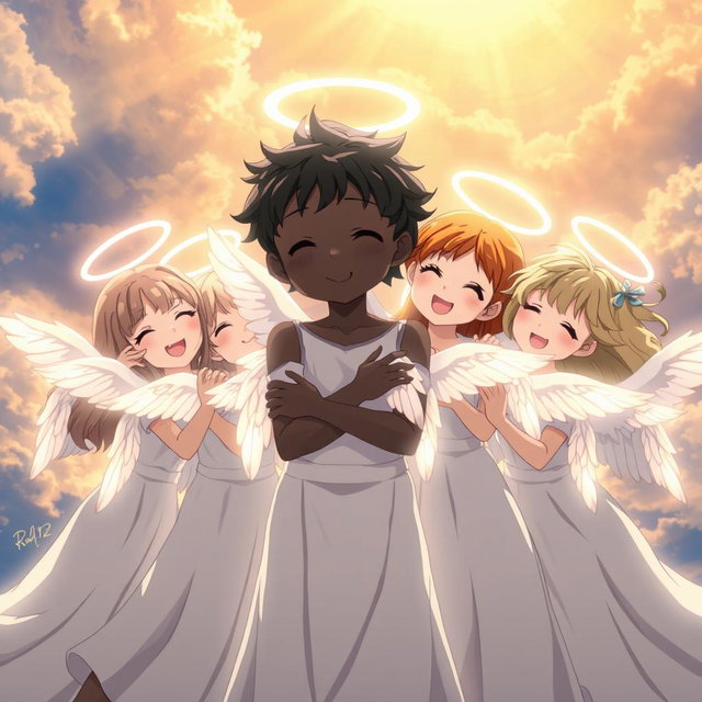 Whimsical Embrace: The Charming Angel Boy