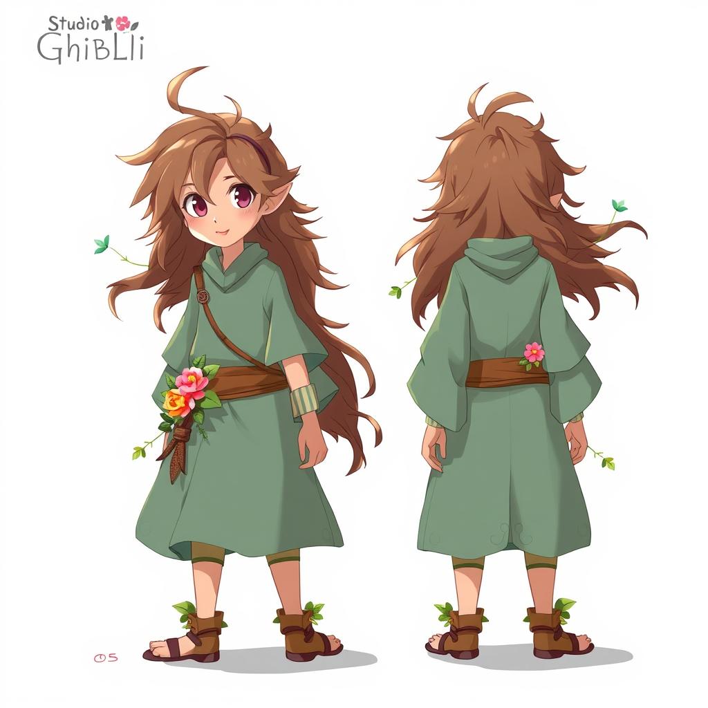 Create a character design for a sandbox video game inspired by Studio Ghibli