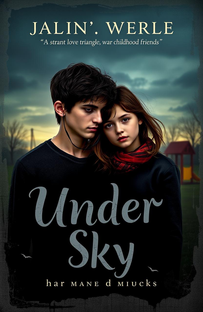 The book cover for 'Under One Sky', illustrating a poignant love triangle between two young men and a girl, who are childhood friends
