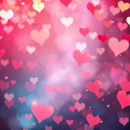 A romantic background filled with hearts and sparkles, showcasing an atmosphere of love