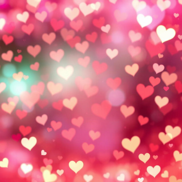 A romantic background filled with hearts and sparkles, showcasing an atmosphere of love