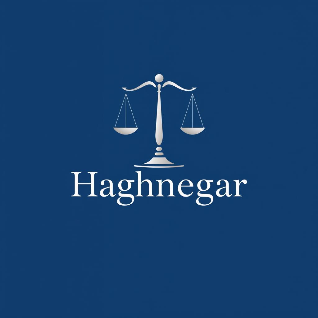 A sleek and modern logo design for a law firm named 'Haghnegar'