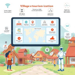 An illustration showcasing the key value propositions of village tourism digitalization