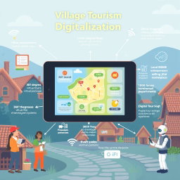 An illustration showcasing the key value propositions of village tourism digitalization