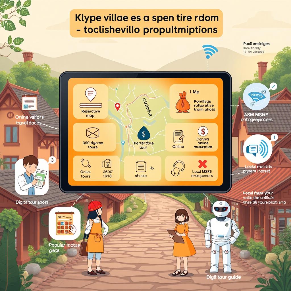 An illustration showcasing the key value propositions of village tourism digitalization