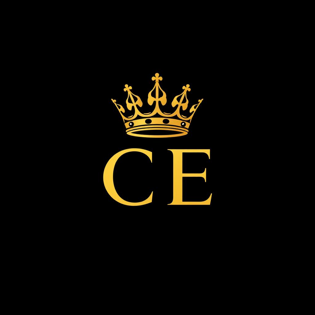 A sleek and contemporary logo design featuring the letters 'CE' prominently displayed against a solid black background
