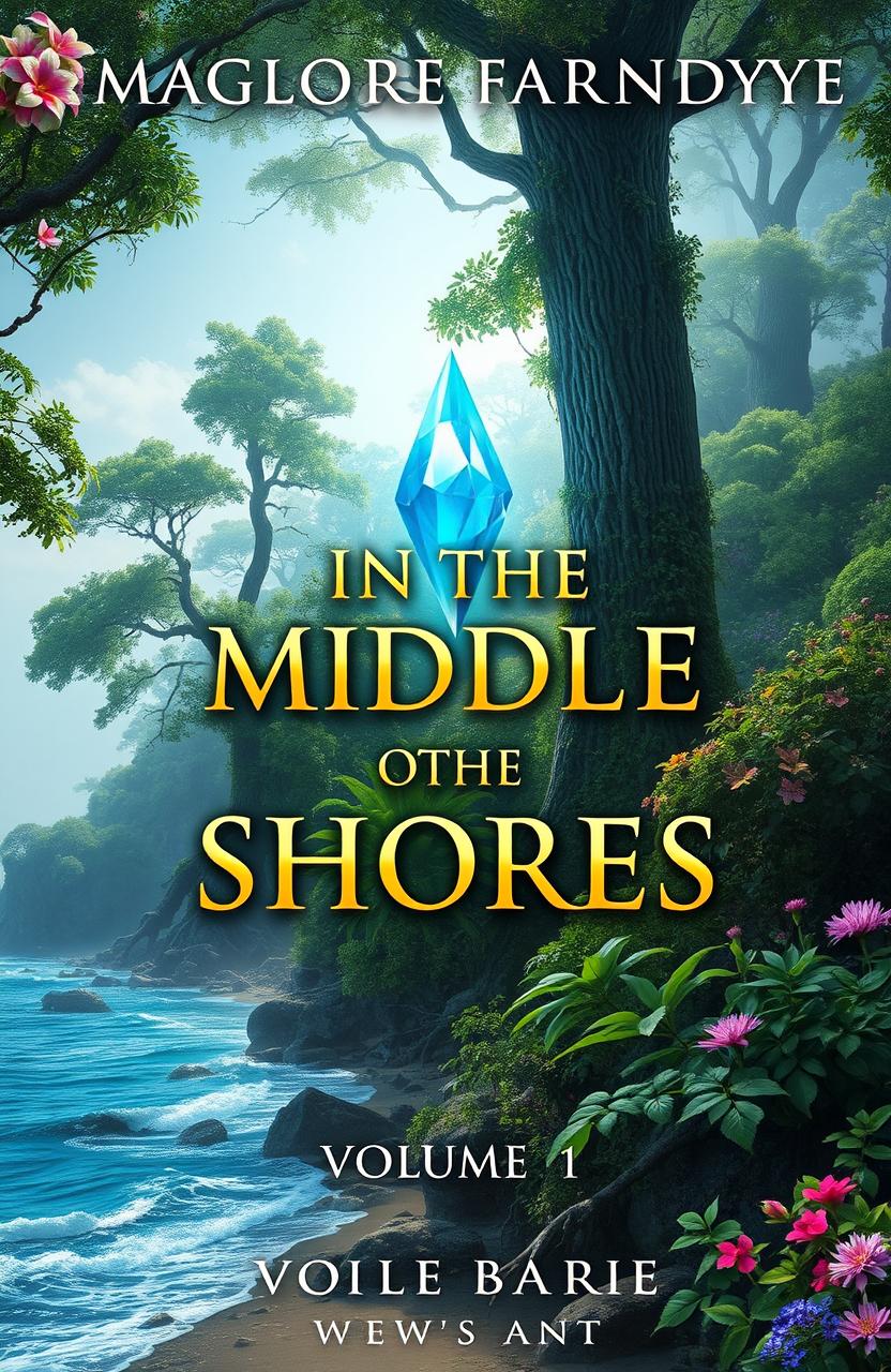 A stunning book cover design for 'IN THE MIDDLE OF THE SHORES' by Magloire Farnandye, Volume 1