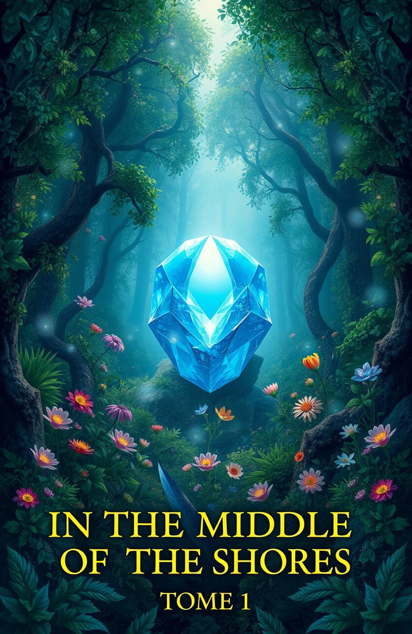 A stunning book cover design titled 'IN THE MIDDLE OF THE SHORES', Tome 1