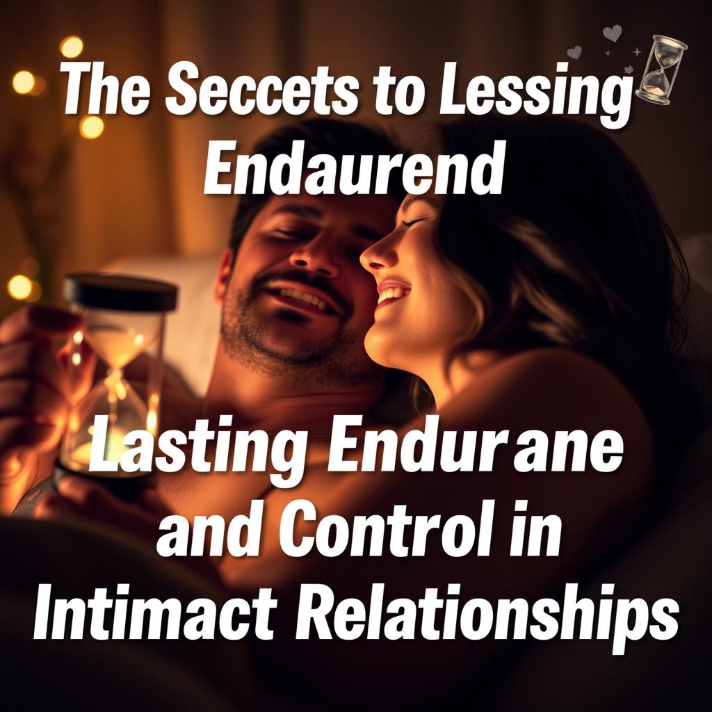 A dynamic and engaging visual representation of the secrets to lasting endurance and control in intimate relationships, featuring attractive adults in a romantic setting