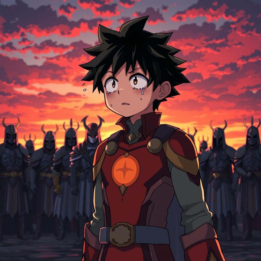 A poignant and sad farewell scene of Deku from My Hero Academia bidding farewell to the KNIGHT clan