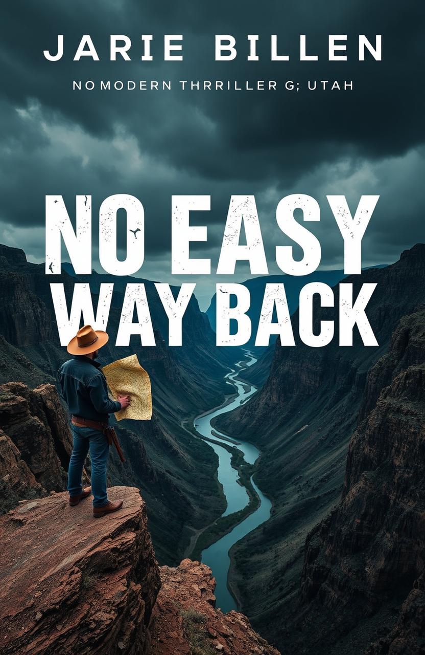 A striking book cover for a modern thriller titled "NO EASY WAY BACK"