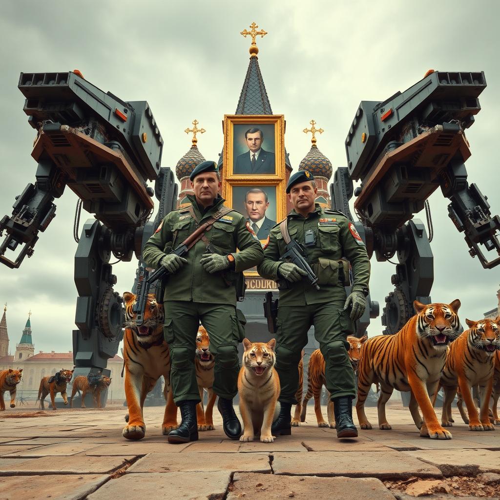 Denis Whiterex and Alexander Fortuna, dressed in modern Ukrainian military uniforms, confidently taking over the Kremlin
