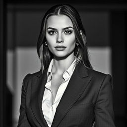 A 20-year-old Baltic politician captured in a striking black and white portrait that emphasizes her youthful charisma and attractive presence