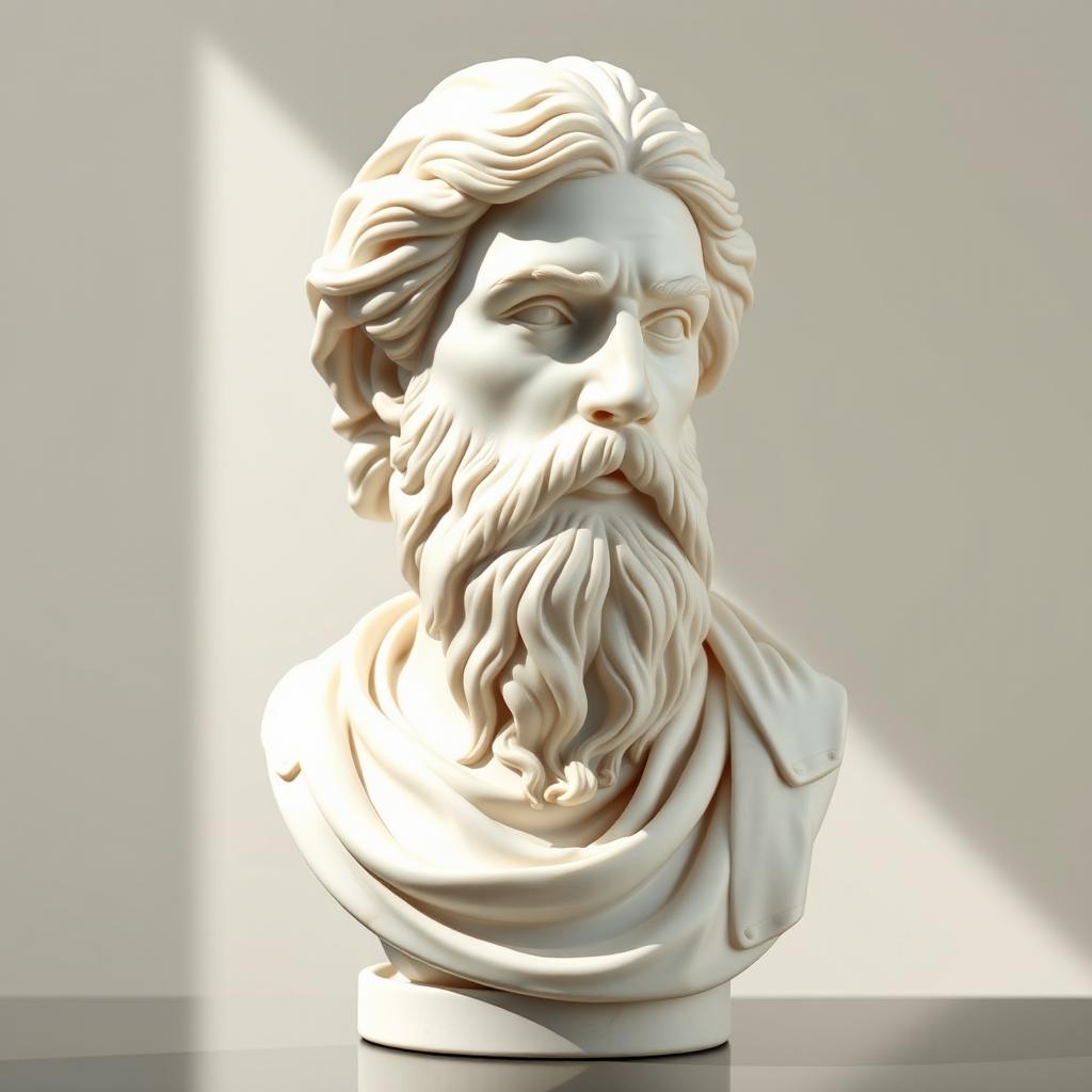 A majestic sculpture of a classical bust, showcasing intricate details and lifelike features