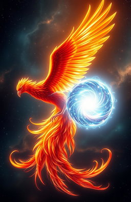 An ethereal image of a mystical phoenix intertwined with a glowing, radiant soul