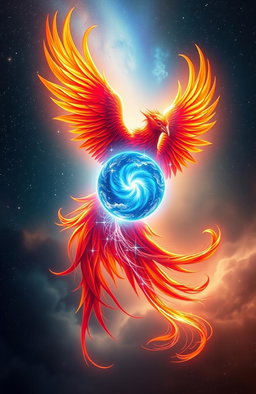 An ethereal image of a mystical phoenix intertwined with a glowing, radiant soul