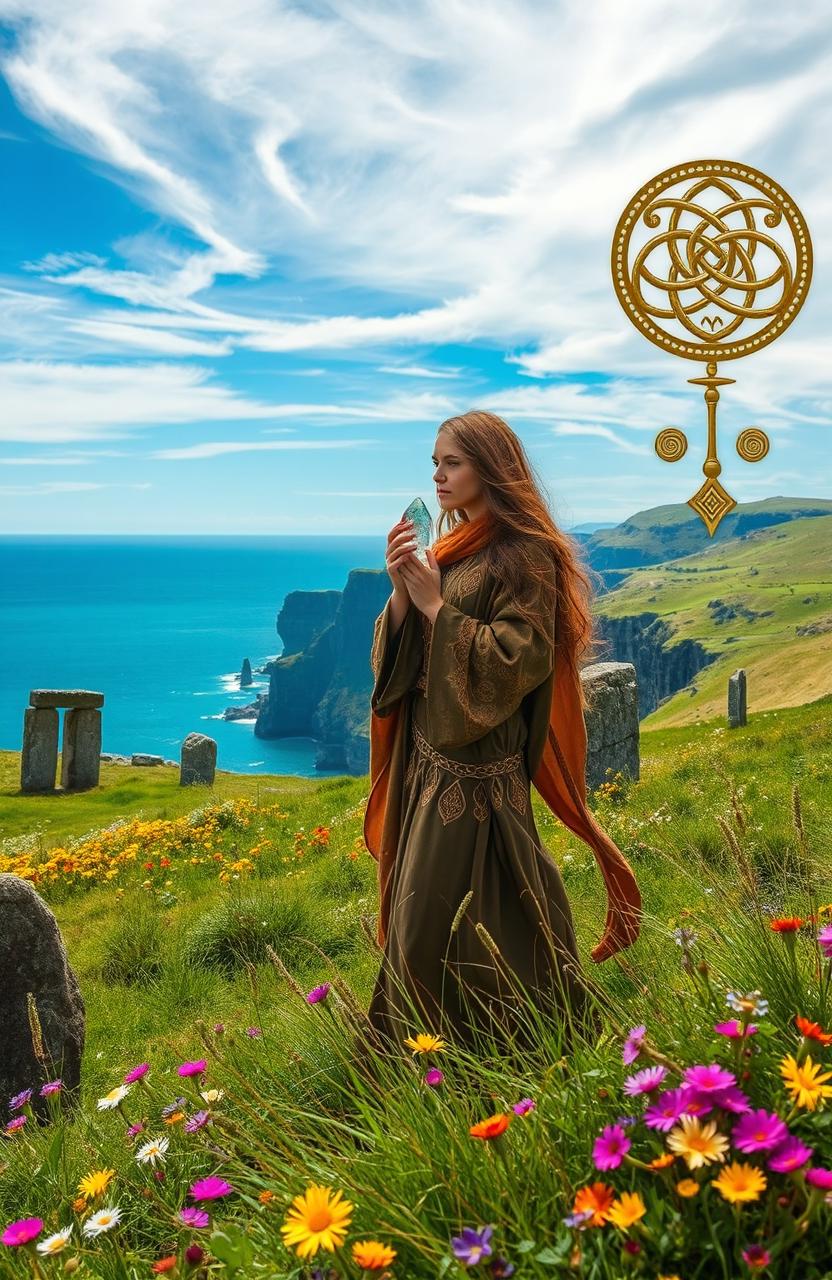 A mystical scene blending Celtic mysticism with the rugged beauty of the West of Ireland