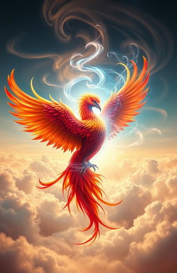 A stunning visual representation of a phoenix and a soul intertwined in a harmonious embrace
