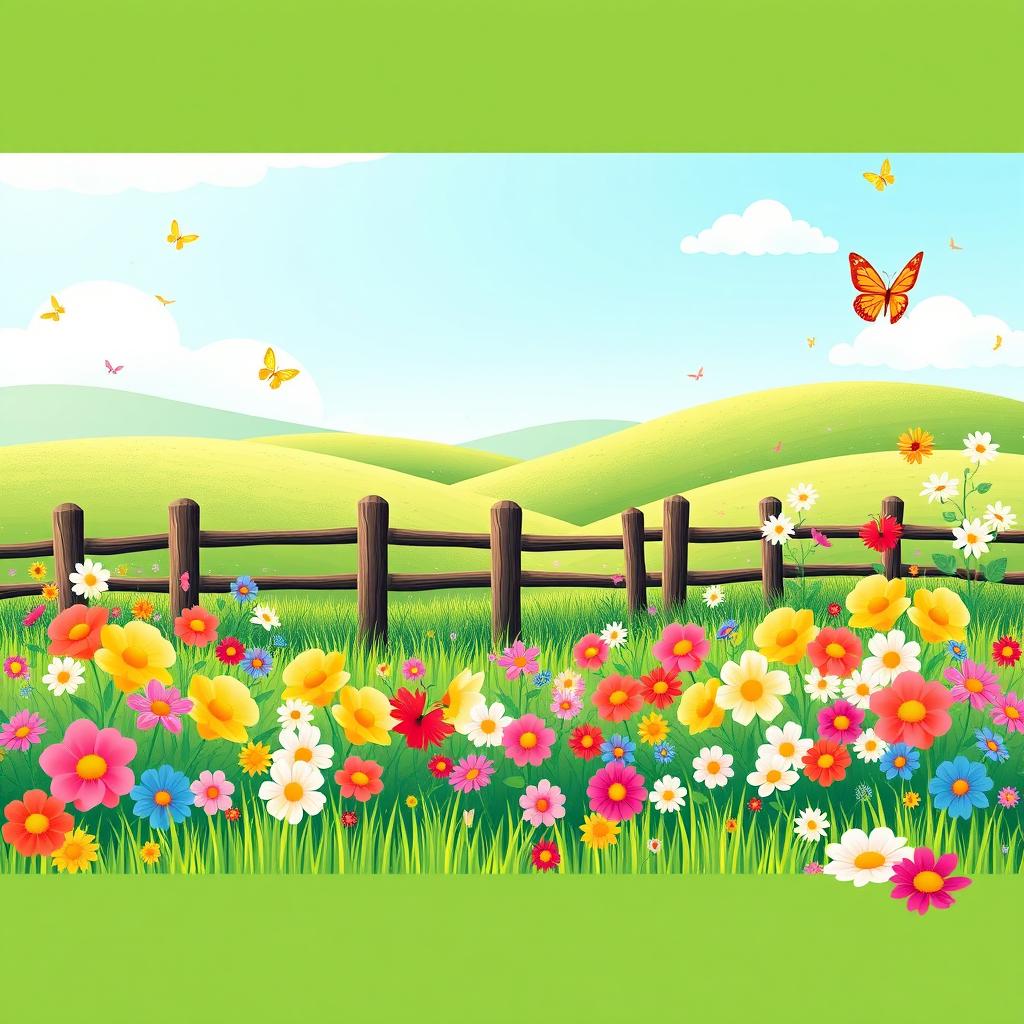 A vibrant and cheerful graphic background for a 1-year-old baby's birthday party, featuring a country-like theme