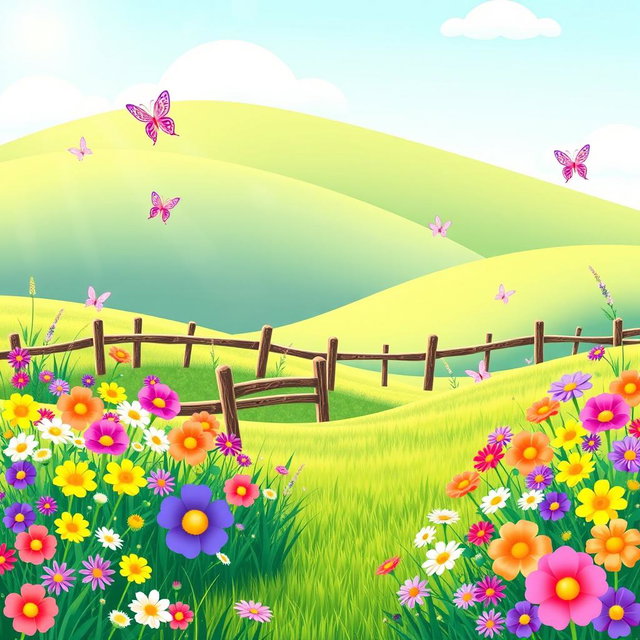 A vibrant and cheerful graphic background for a 1-year-old baby's birthday party, featuring a country-like theme