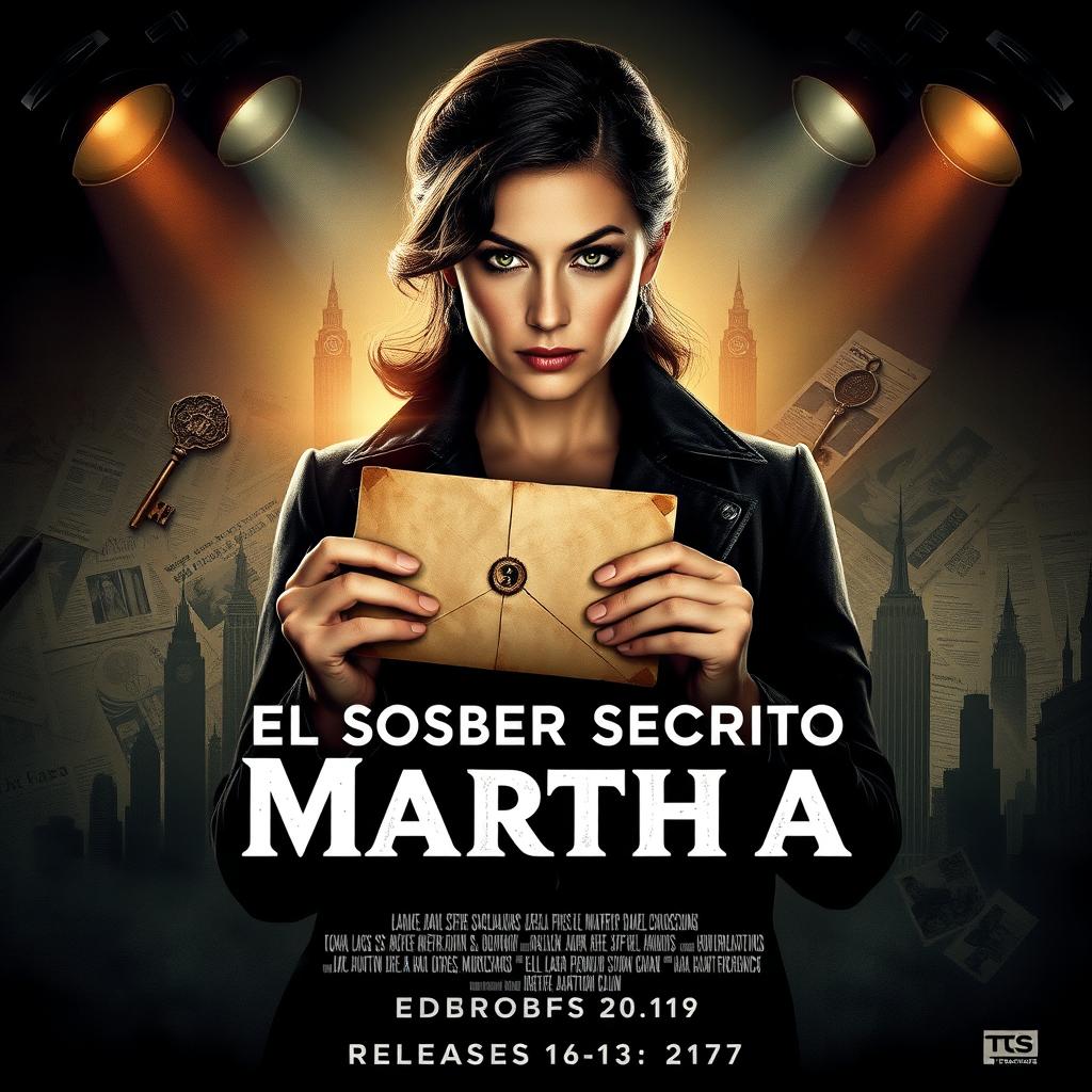 A vibrant and eye-catching movie poster for a film titled "El Sobre Secreto de Martha"