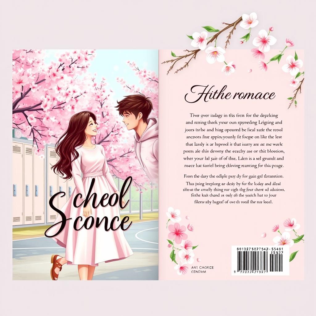 A charming and romantic book cover design for a school romance novel