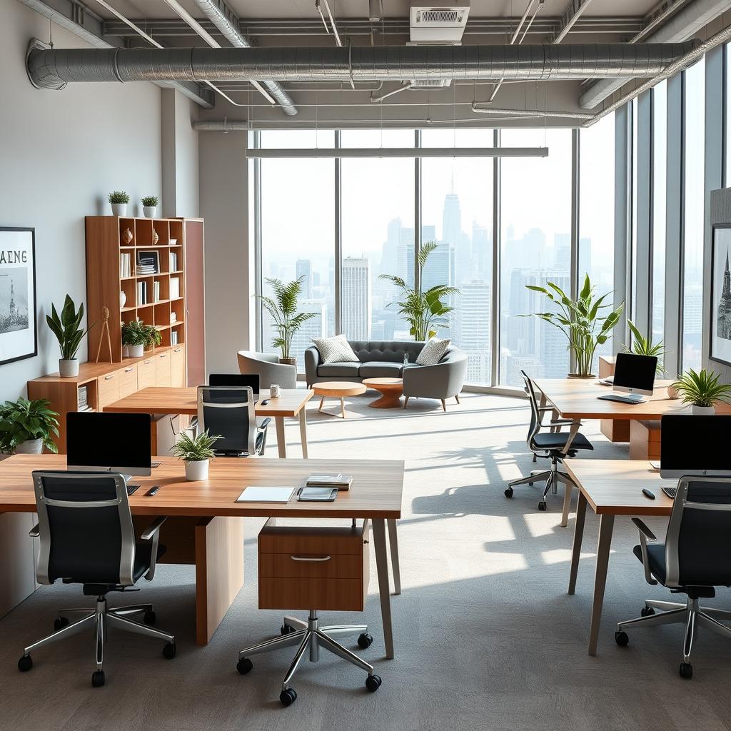 A modern and stylish office background that conveys a professional yet comfortable atmosphere
