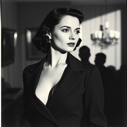 A vintage black and white portrait of a 20-year-old Baltic politician from the 1930s, radiating a sexy and confident aura