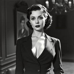 A vintage black and white portrait of a 20-year-old Baltic politician from the 1930s, radiating a sexy and confident aura