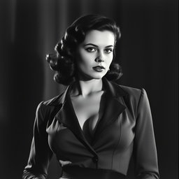 A vintage black and white portrait of a 20-year-old Baltic politician from the 1930s, exuding a sexy and bold charm