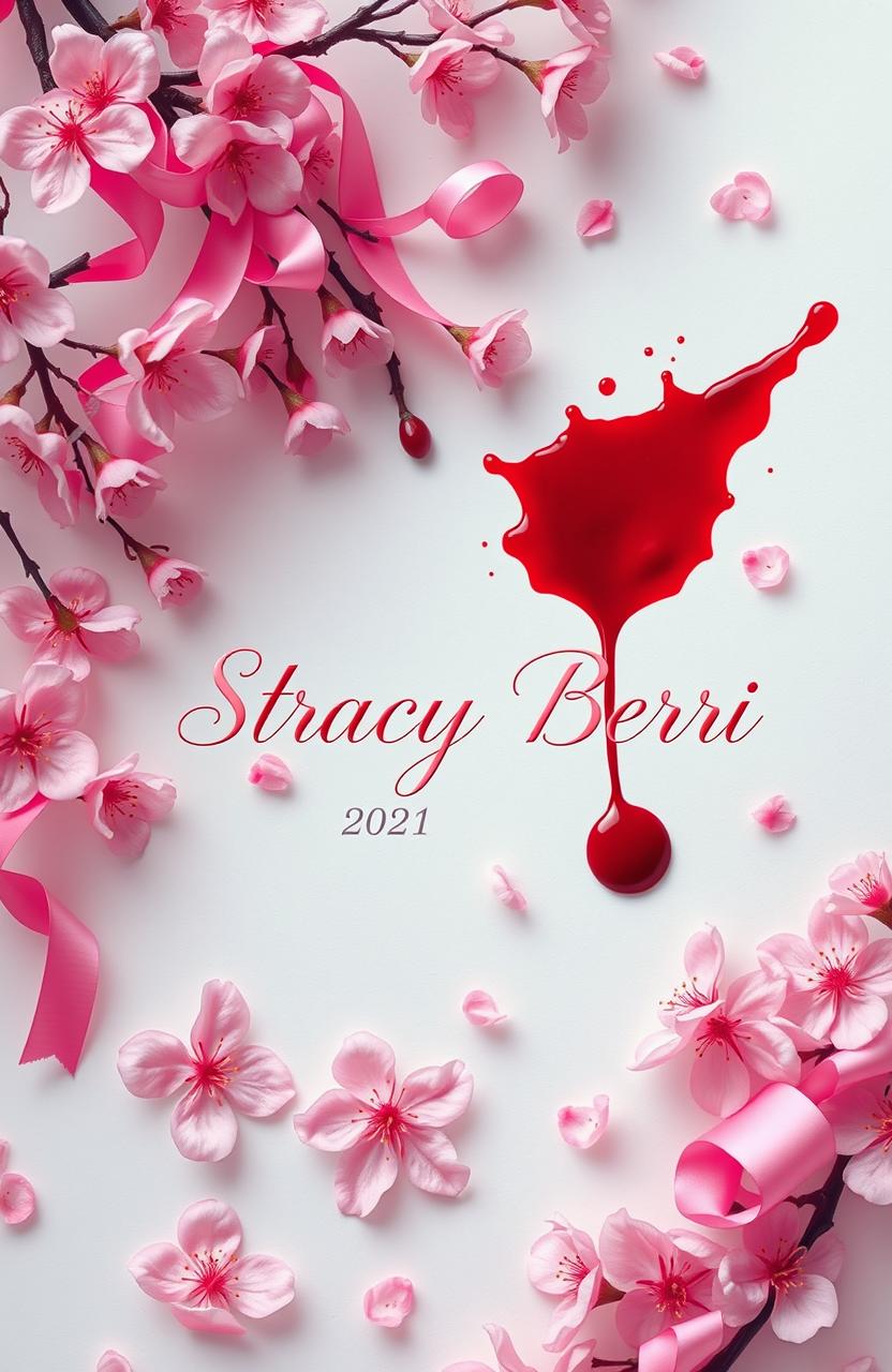 A visually striking design featuring a pink sakura theme with delicate cherry blossom flowers in full bloom, scattered across the background