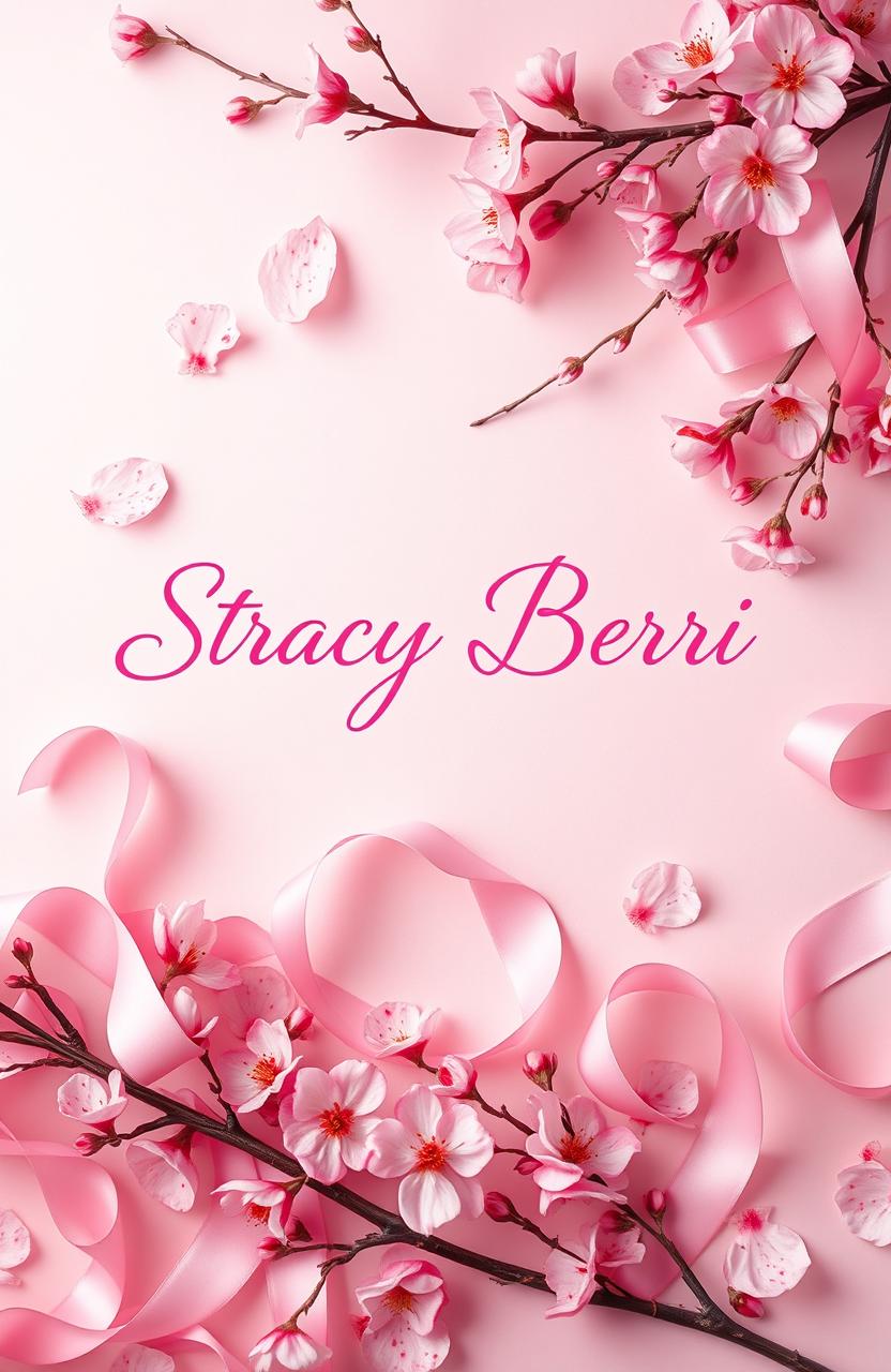 A beautifully styled composition featuring a pink sakura theme with cherry blossom petals scattered around