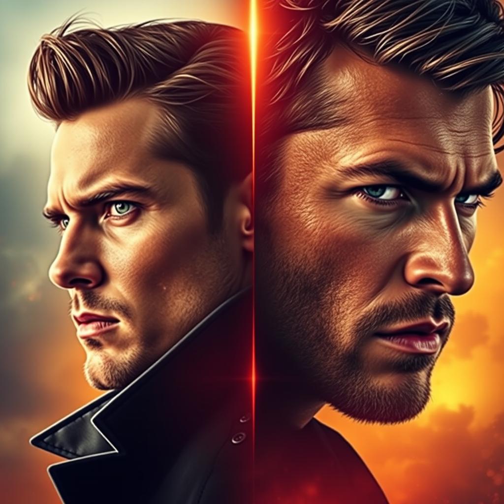 A captivating movie poster featuring a dynamic split-face design