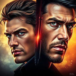 A captivating movie poster featuring a dynamic split-face design