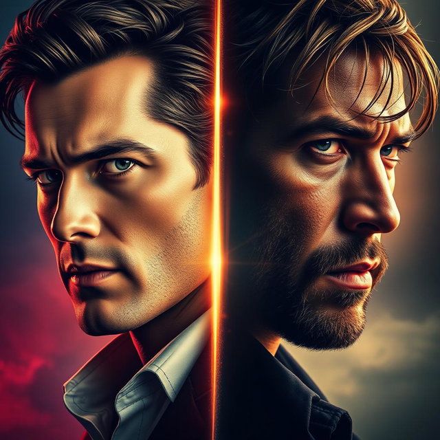 A captivating movie poster featuring a dynamic split-face design