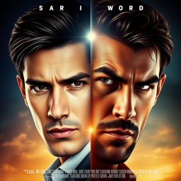A captivating movie poster featuring a dynamic split-face design